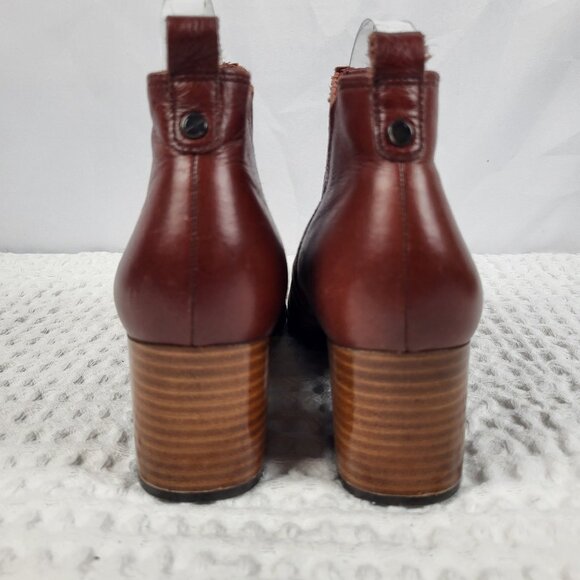 Ecco Shape 45 Pointy Block Ankle Boots Booties Womens 10 Brown Danish Leather - Picture 7 of 9